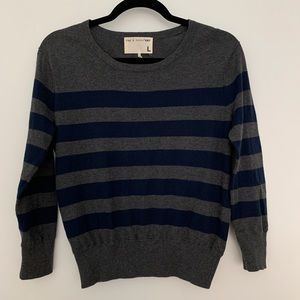 Rag & Bone Knit grey & navy stripe cropped sweater